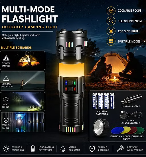 High Power LED Torch with Night Light R&D Offroad Online